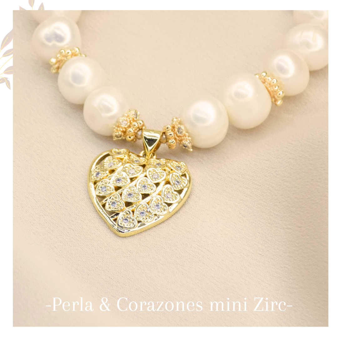 Perla 10mm AAA - DIje de corazon y mini corazones