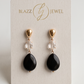 Aretes de Ónix en Gota Facetada con Cristal y Zirconias