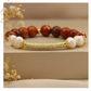 Pulsera Jaspe Rojo 12mm y perla blanca & enlace de tubo con zirconias y baño en oro