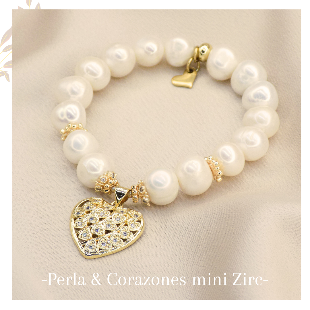 Perla 10mm AAA - DIje de corazon y mini corazones