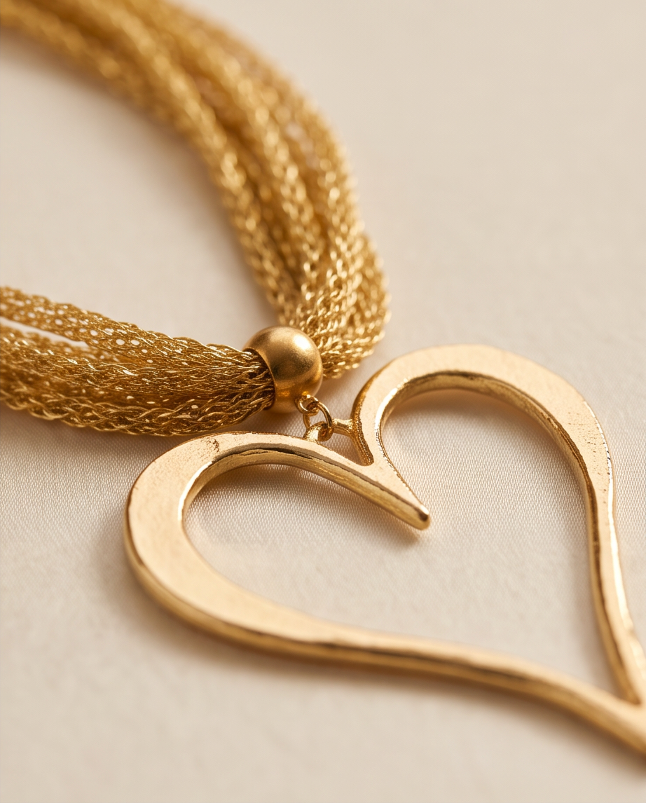 Collar Áurea Dorado con Dije Maxi de Corazón