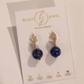 Aretes de Lapislázuli Liso con Base de Espiga con Zirconias