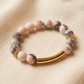 Pulsera de Jaspe Pastel 10 mm con Enlace de Tubo Dorado