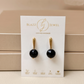 Aretes de Ónix Negro Facetado con Base de Palito Dorado en Baño de Oro