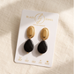 Aretes Ónix gota facetada & base ovalada dorada