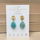 Aretes de Gota de Amazonita Facetada con Base Redonda Labrada y Mini Zirconias