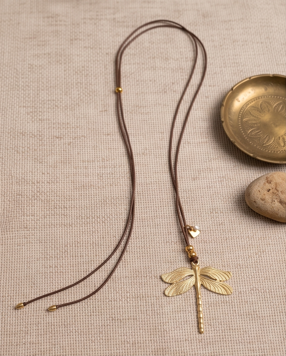 Collar Boho Dije Libélula Martillada