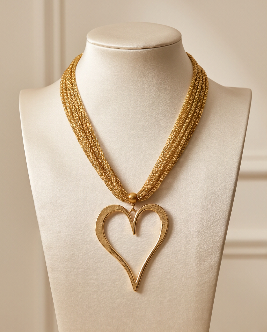 Collar Áurea Dorado con Dije Maxi de Corazón