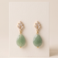 Aretes de Gota de Jade Verde Facetado con Base de Espiga en zirconias