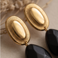Aretes Ónix gota facetada & base ovalada dorada