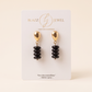 Aretes Ónix 4 rondelas lisas & base gota dorada