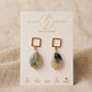 Aretes de Gota de Amazonita Facetada con Base Cuadrada Labrada