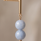 Aretes de Jade Malasia Celeste en Esferas con Base Dorada