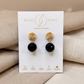 Aretes de Ónix Negro Facetado con Base Redonda Labrada y Mini Zirconias