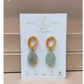 Aretes Aire de Gota de Amazonita Facetada con Base Ovalada