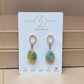 Aretes de Gota de Amazonita Facetada con Base de Gota con Zirconias