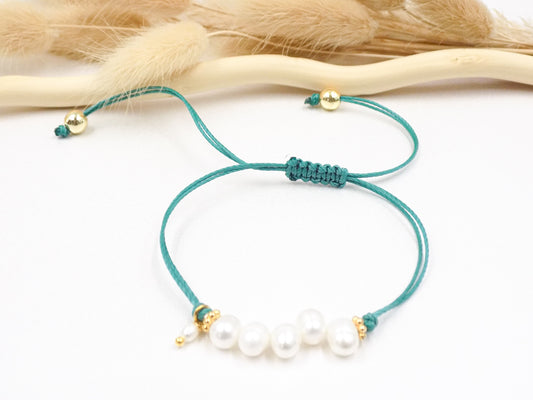 Pulsera ajustable con enlace de perla