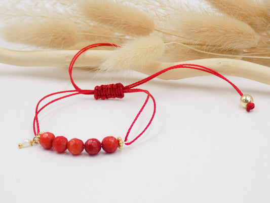 Pulsera Hilo rojo con coral